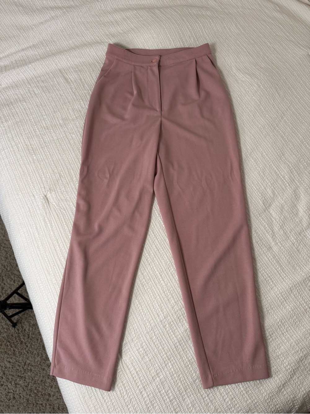 Good Luck Gem Tailored High-Rise Trousers in Mauve Pink